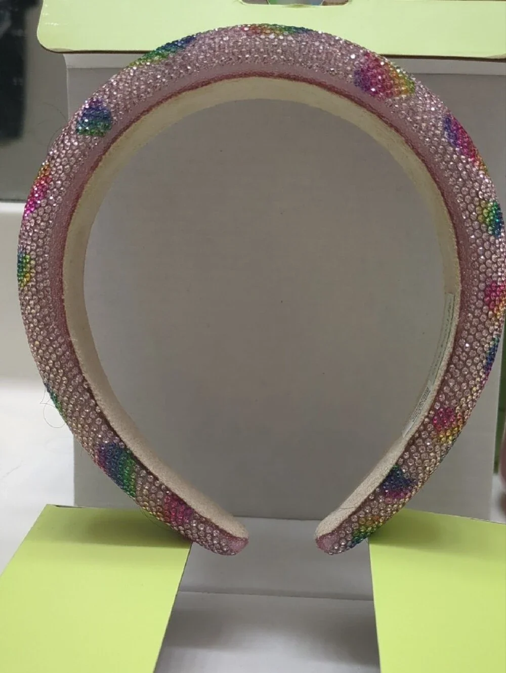 Embellished Pink Heart Rainbow Padded Headband for Kids